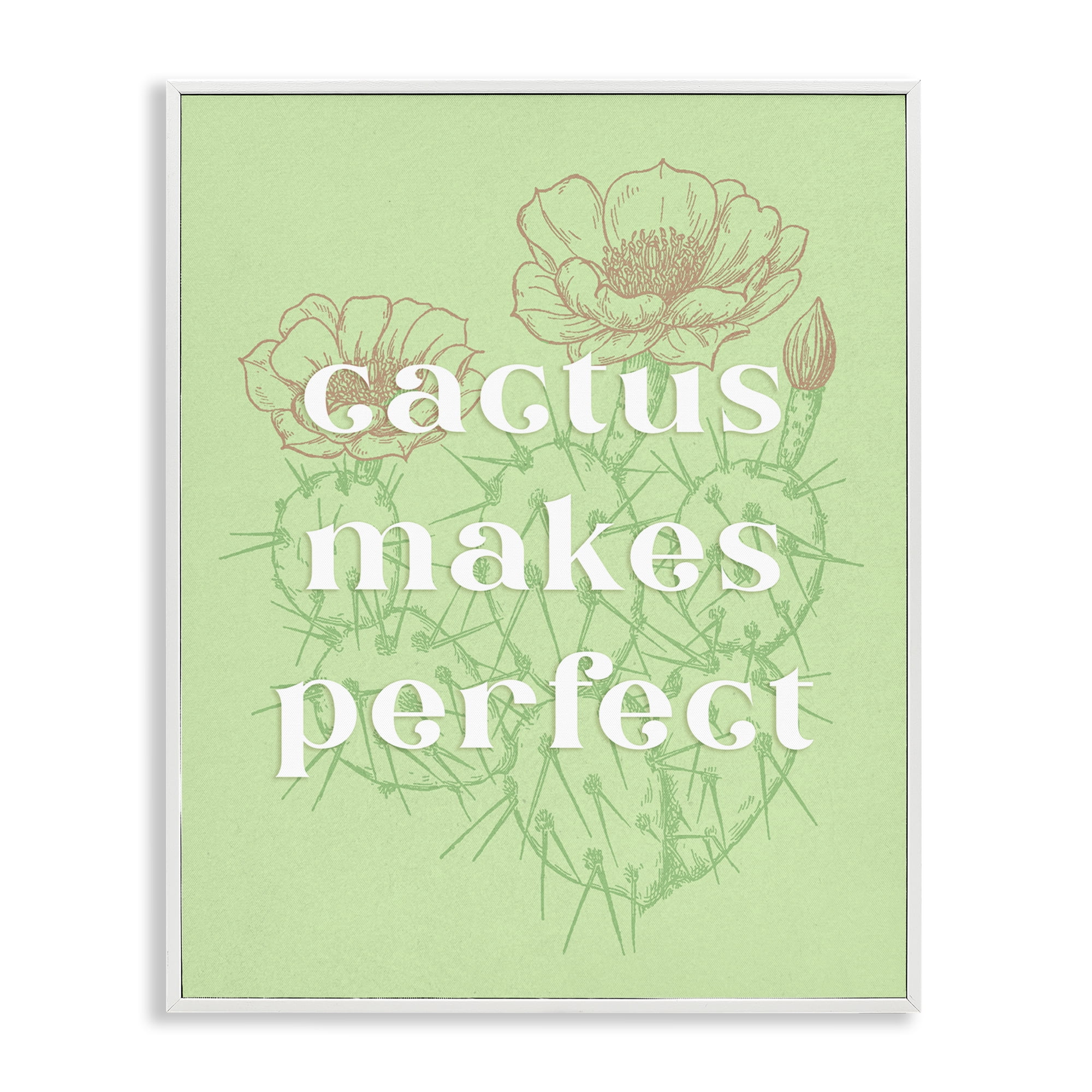 Stupell Industries Cactus Makes Perfect Plants & Flowers Painting White Framed Art Print Wall Art, 24 x 30