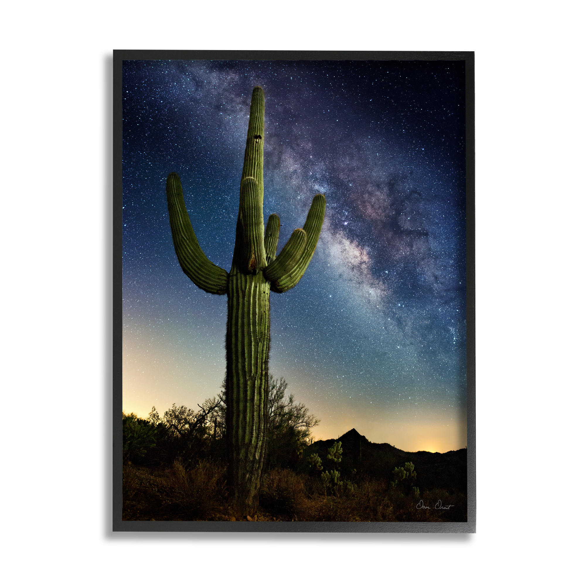 Stupell Industries Cactus & Nebula Photography Fairy Tales & Fantasy Photography Black Framed Art Print Wall Art, 11 x 14