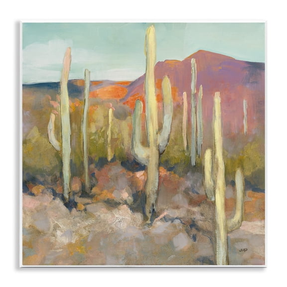 Stupell Industries Cactus Plant Desert Landscape Soft Southwestern Plant Painting, 12 x 12,Design by Julia Purinton