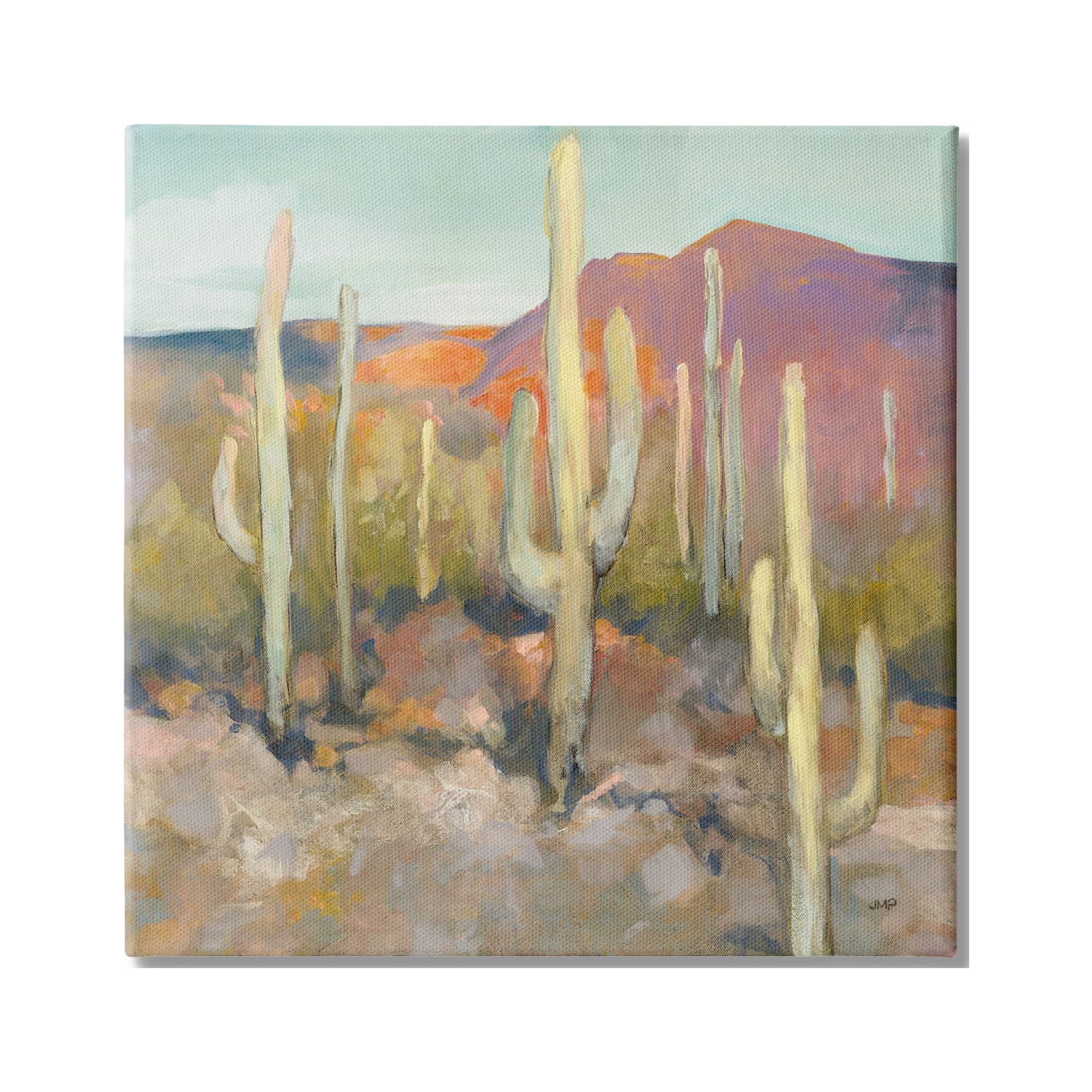 Stupell Industries Cactus Plant Desert Landscape Soft Southwestern Plant Painting, 17 x 17,Design by Julia Purinton