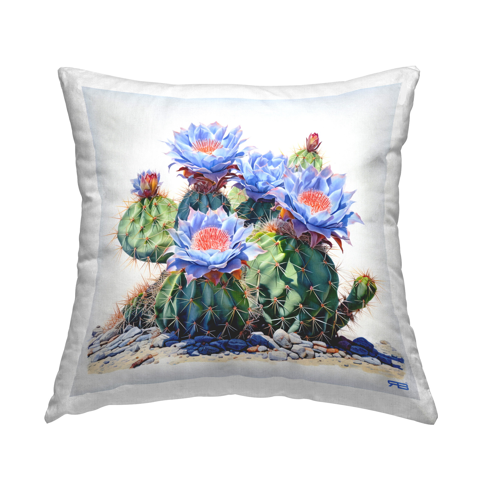 Stupell Industries Cactus with Blue Blooms Decorative Printed Throw Pillow Design by RB