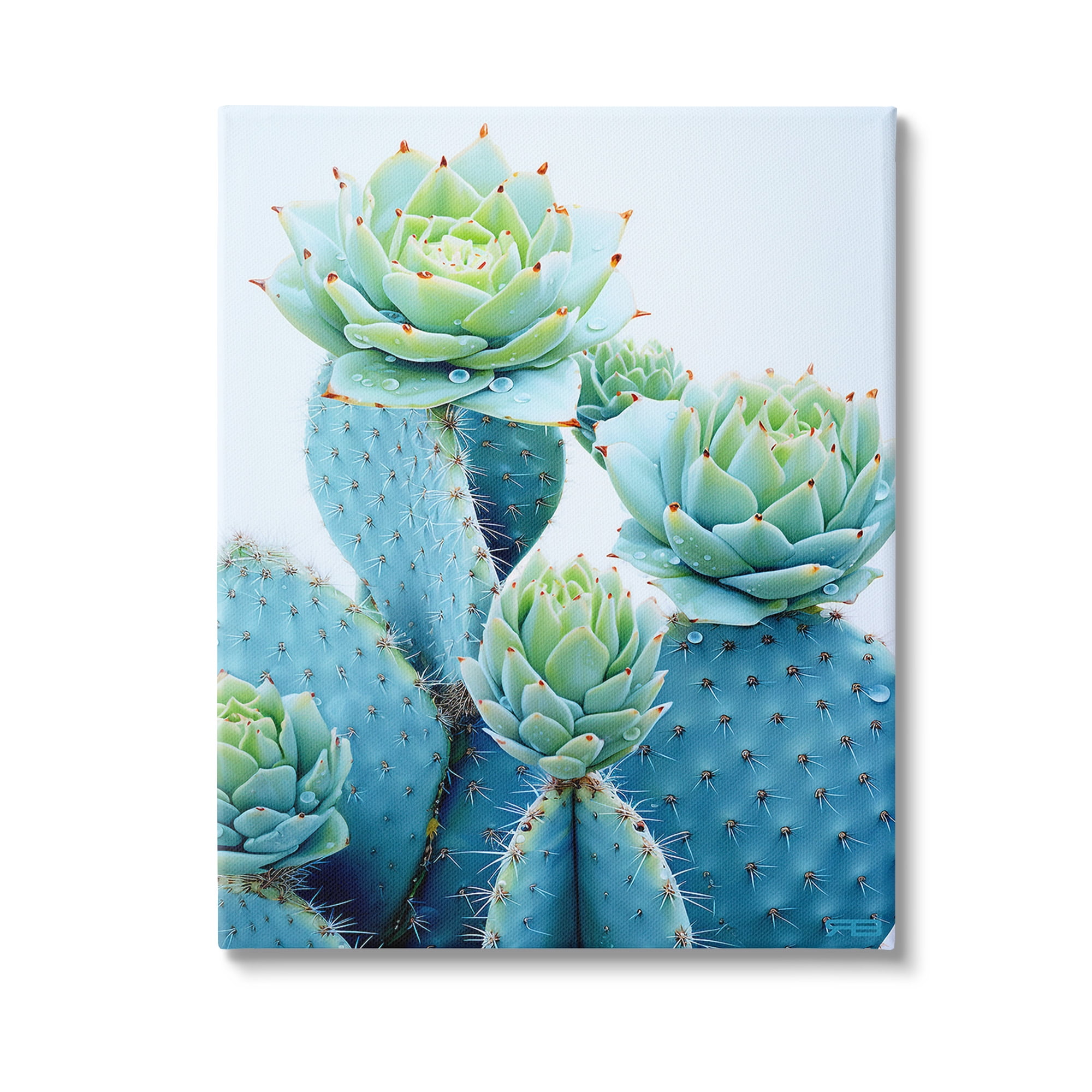 Stupell Industries Cactus with Succulent Blooms Botanical & Floral Painting Gallery Wrapped Canvas Art Print Wall Art, 24 x 30