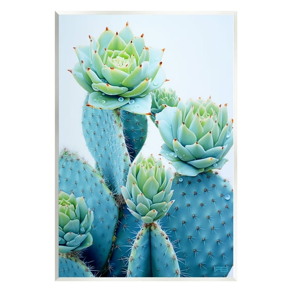 Stupell Industries Cactus with Succulent Blooms Botanical & Floral Painting Unframed Art Print Wall Art, 10 x 15