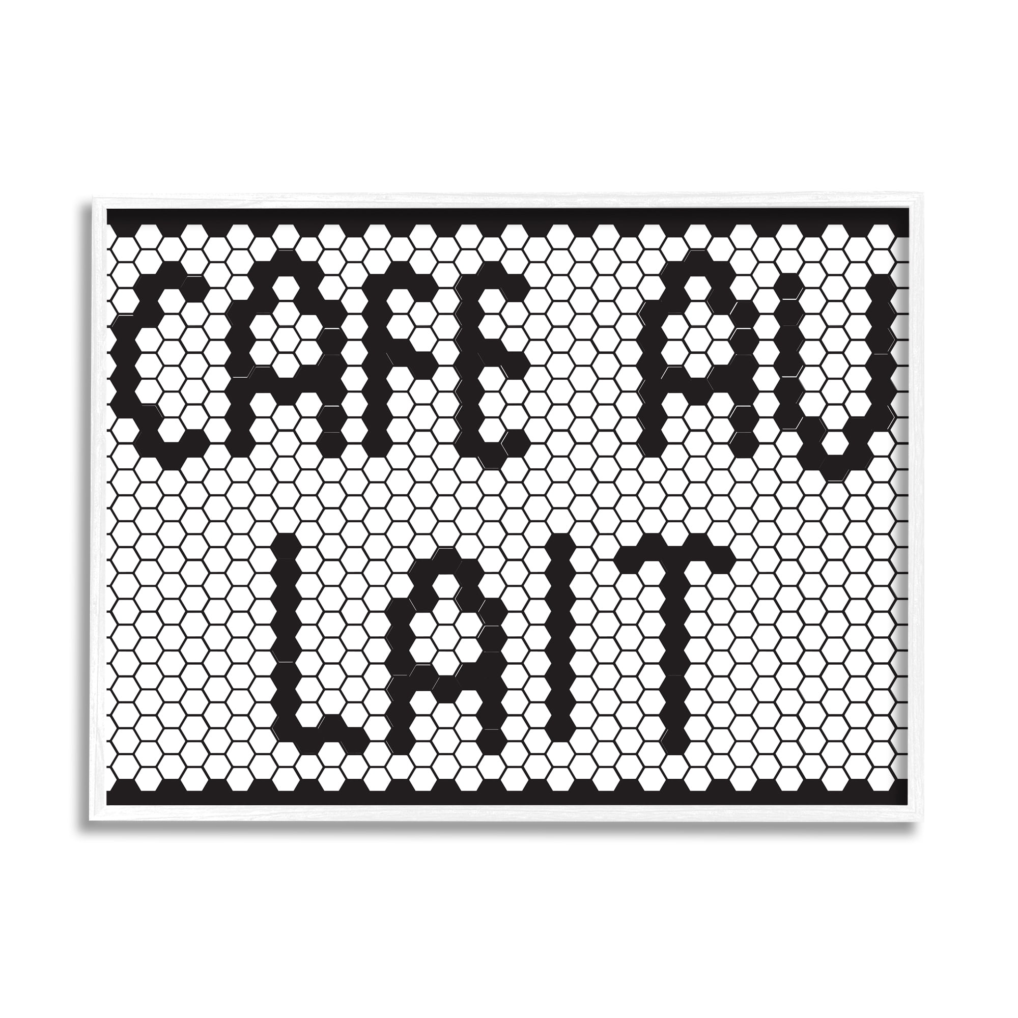 Stupell Industries Café Au Lait Sign Geometric Hexagon Pattern Graphic Art White Framed Art Print Wall Art, 11x14, by Elizabeth Medley