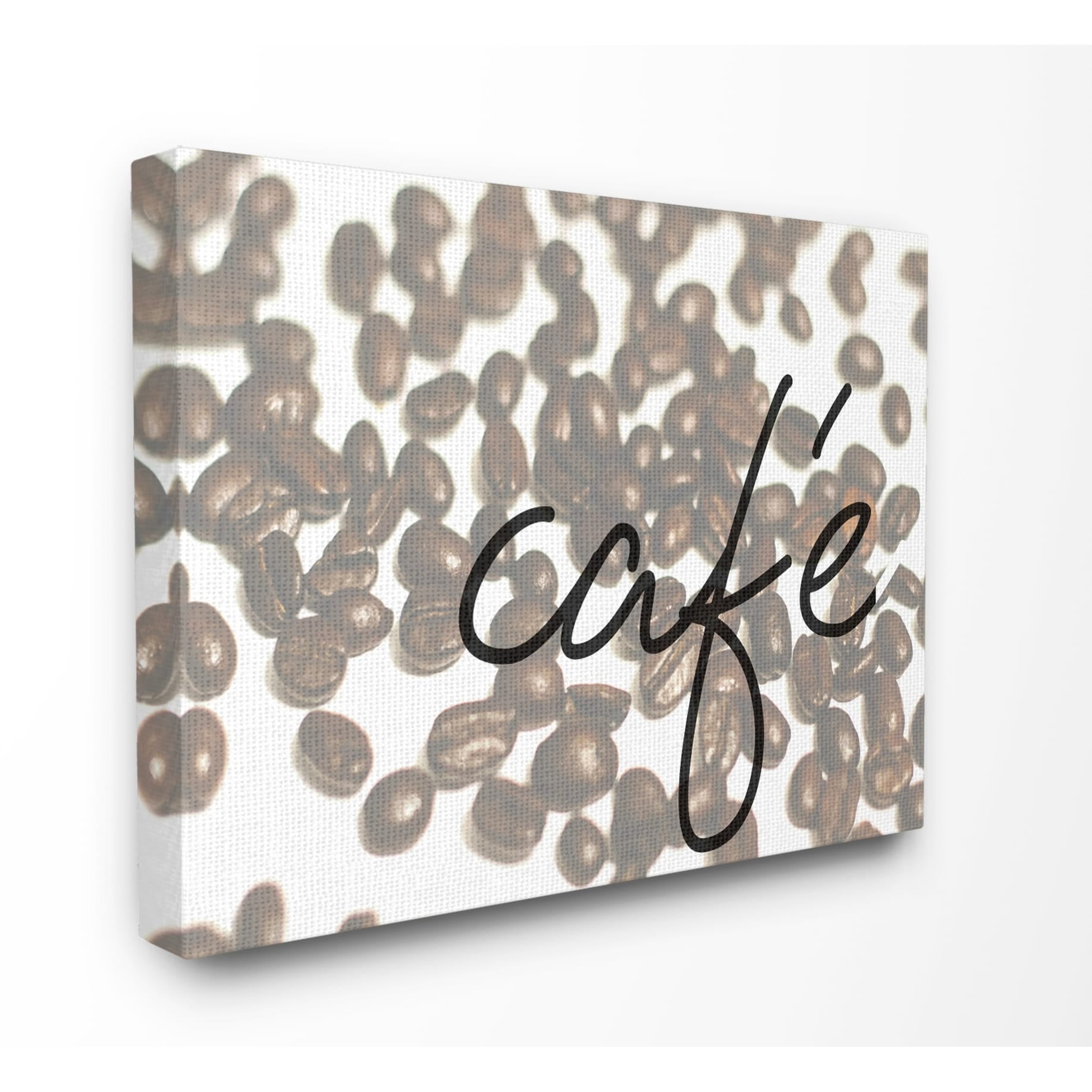 Stupell Industries Café Coffee Beans in Cursive Novelty Painting Gallery Wrapped Canvas Art Print Wall Art, 24 x 30