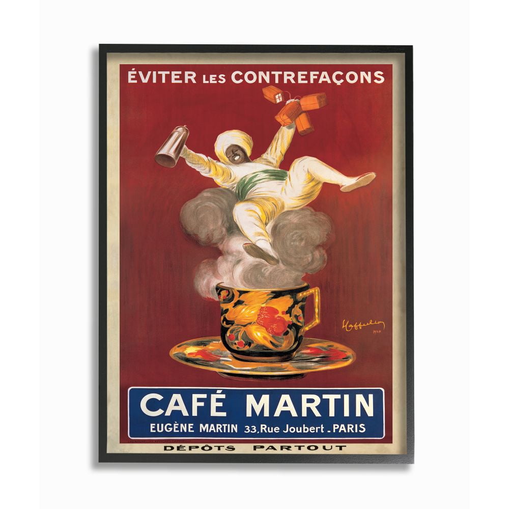 Stupell Industries Café Martin Vintage Poster Design Graphic Art Black Framed Art Print Wall Art, 16x20, by Marcello Dudovich