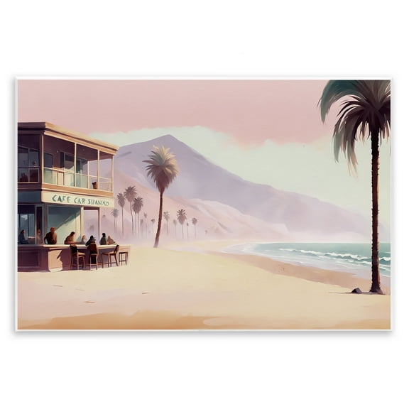 Stupell Industries Café at Head Of Bay Nautical & Beach Painting Unframed Art Print Wall Art, 15 x 10