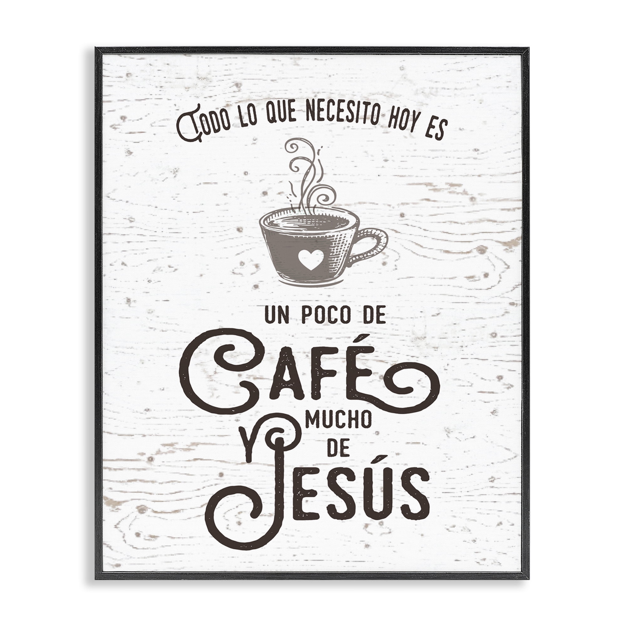 Stupell Industries Café y Jesús Religious Quotes and Sayings Painting Black Framed Art Print Wall Art, 24 x 30