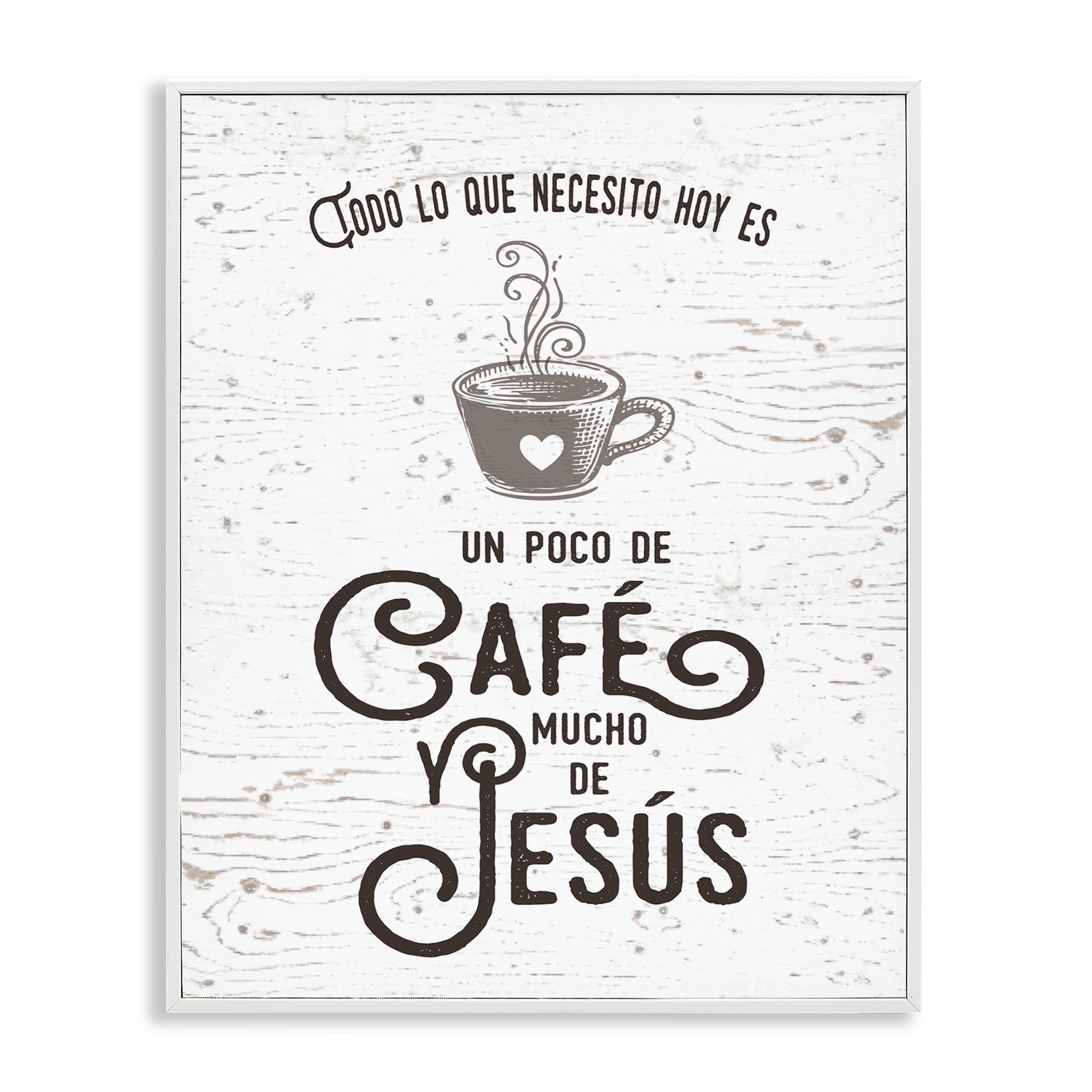 Stupell Industries Café y Jesús Religious Quotes and Sayings Painting White Framed Art Print Wall Art, 24 x 30