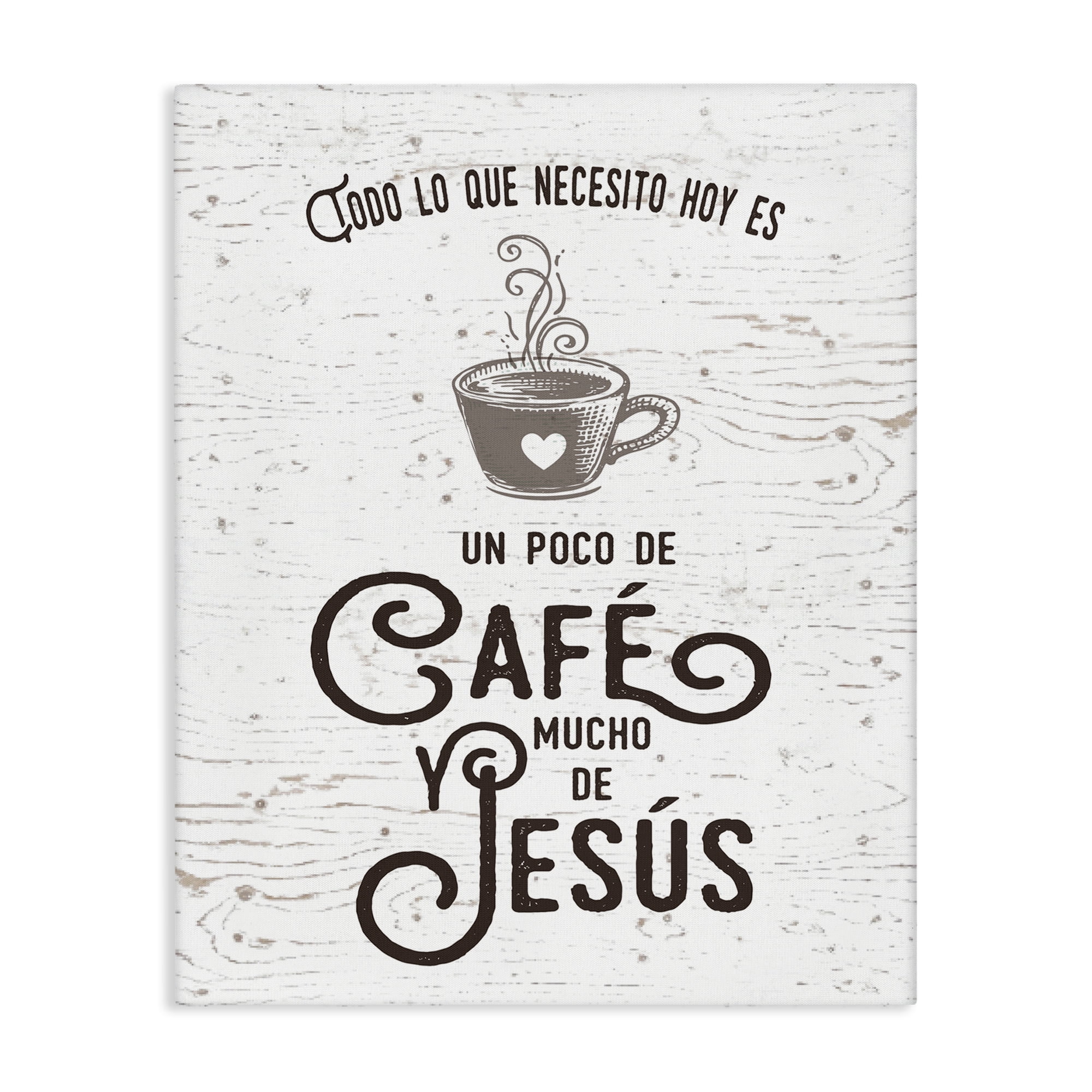 Stupell Industries Café y Jesús Religious Quotes and Sayings Painting Wrapped Canvas Art Print Wall Art, 36 x 48