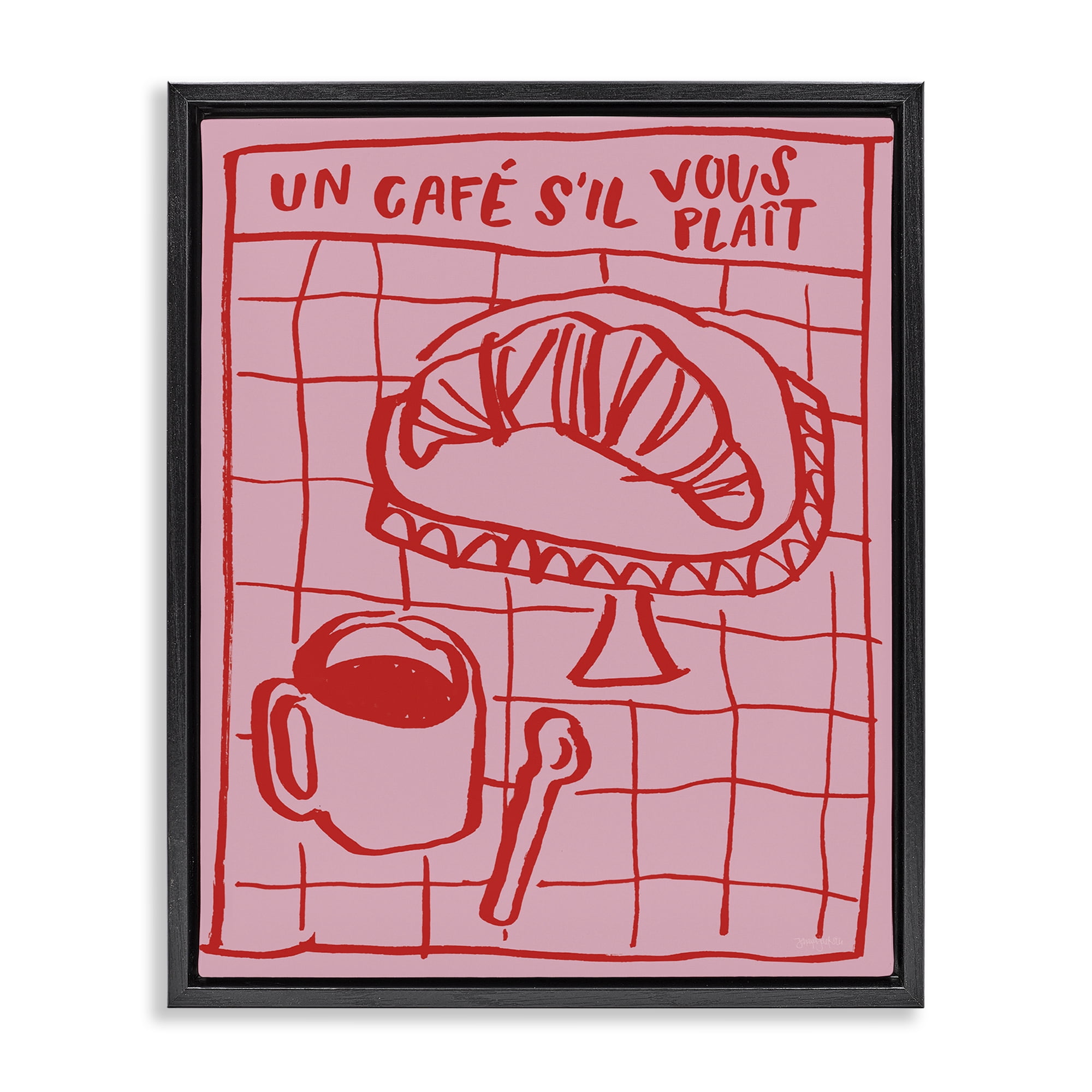 Stupell Industries Cafe Brunch Doodles Black Framed Floater Canvas Wall Art, design by Jenaya Jackson