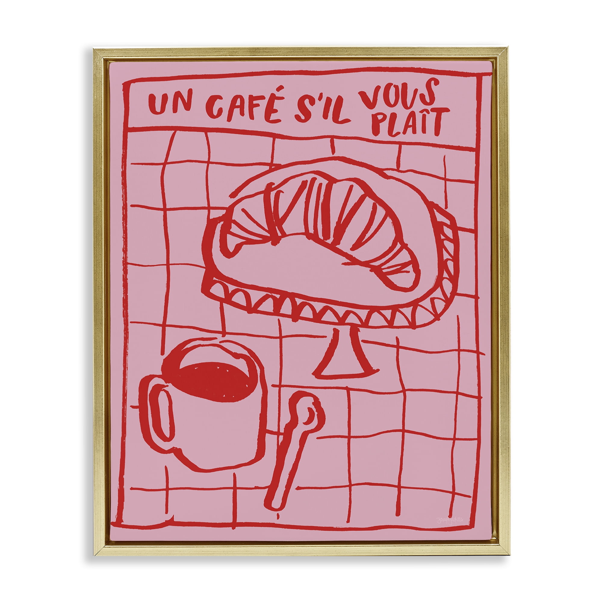 Stupell Industries Cafe Brunch Doodles Gold Framed Floater Canvas Wall Art, design by Jenaya Jackson