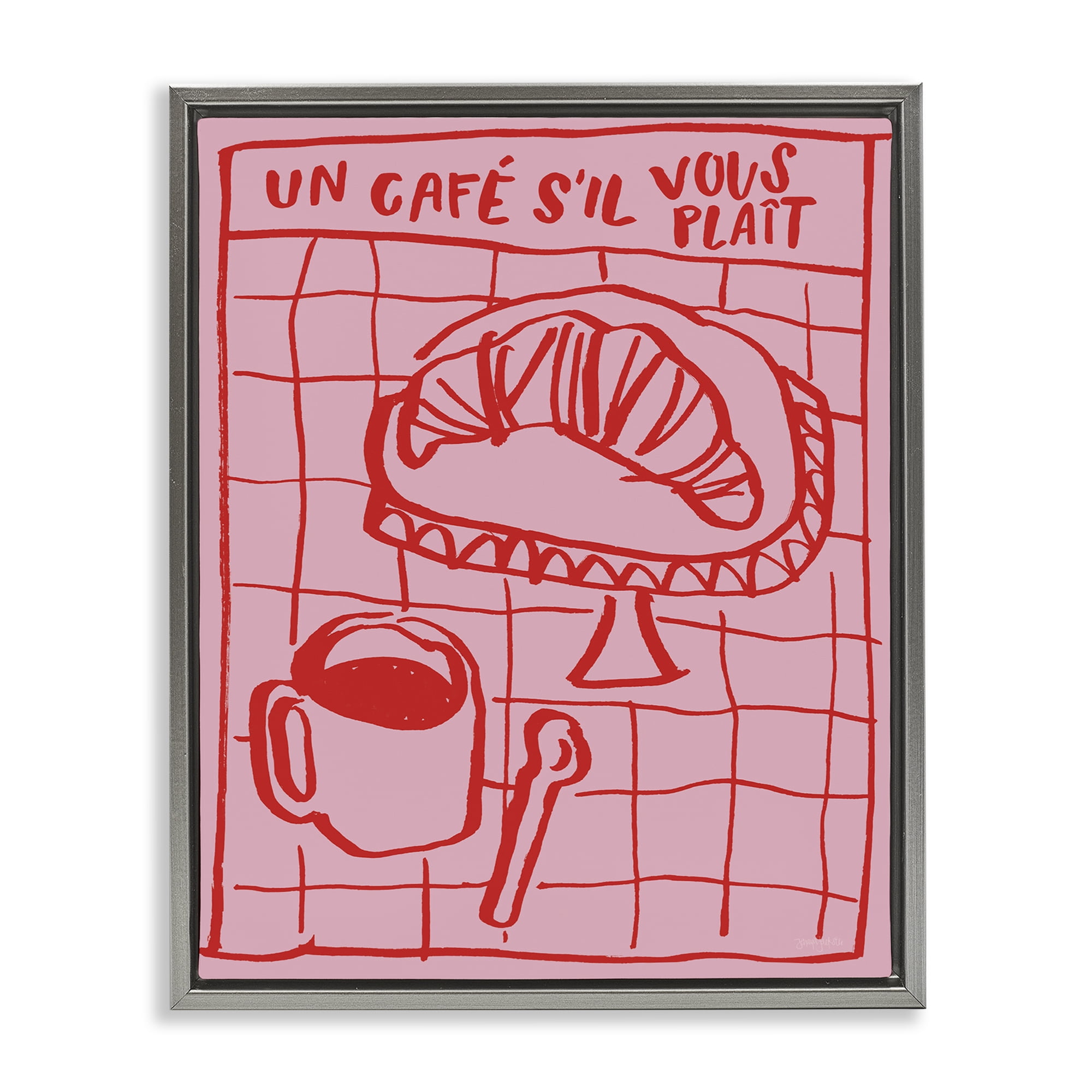 Stupell Industries Cafe Brunch Doodles Gray Framed Floater Canvas Wall Art, design by Jenaya Jackson