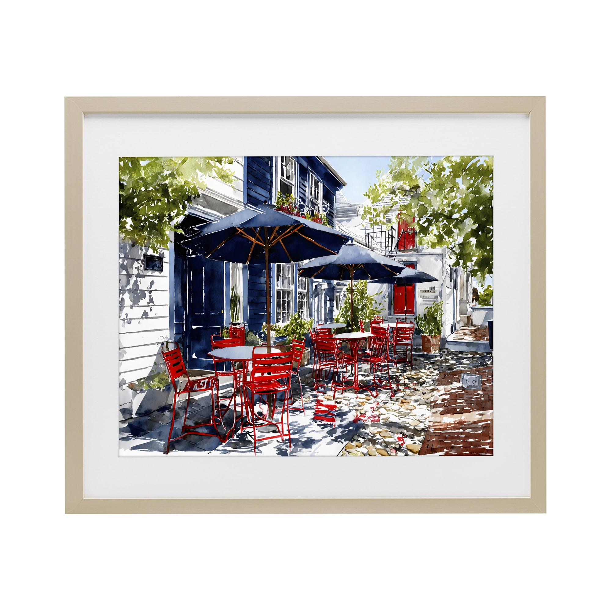 Stupell Industries Cafe Classic Red Chairs Birch Framed Print Under Glass, design by Franklyn Gregory