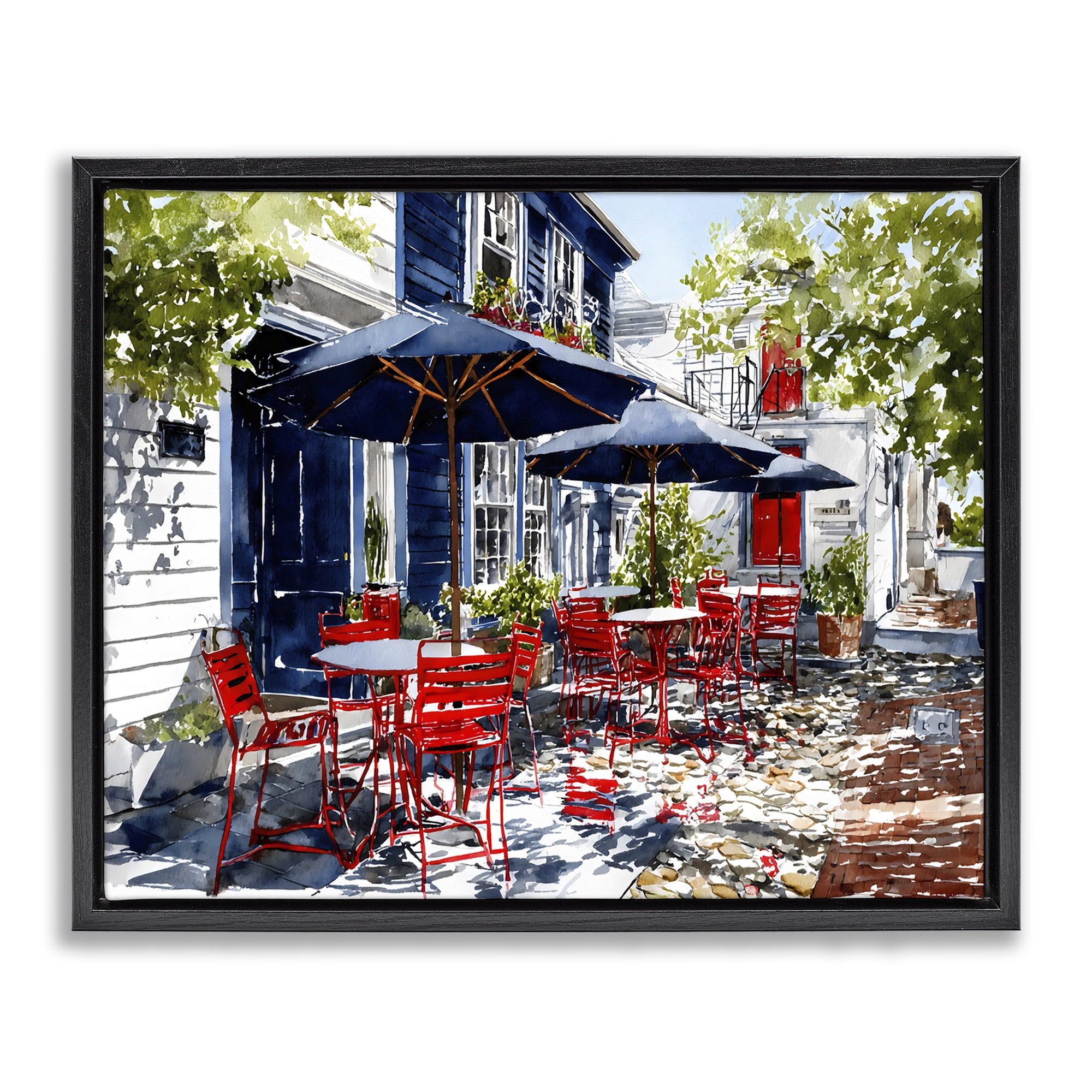 Stupell Industries Cafe Classic Red Chairs Black Framed Floater Canvas Wall Art, design by Franklyn Gregory