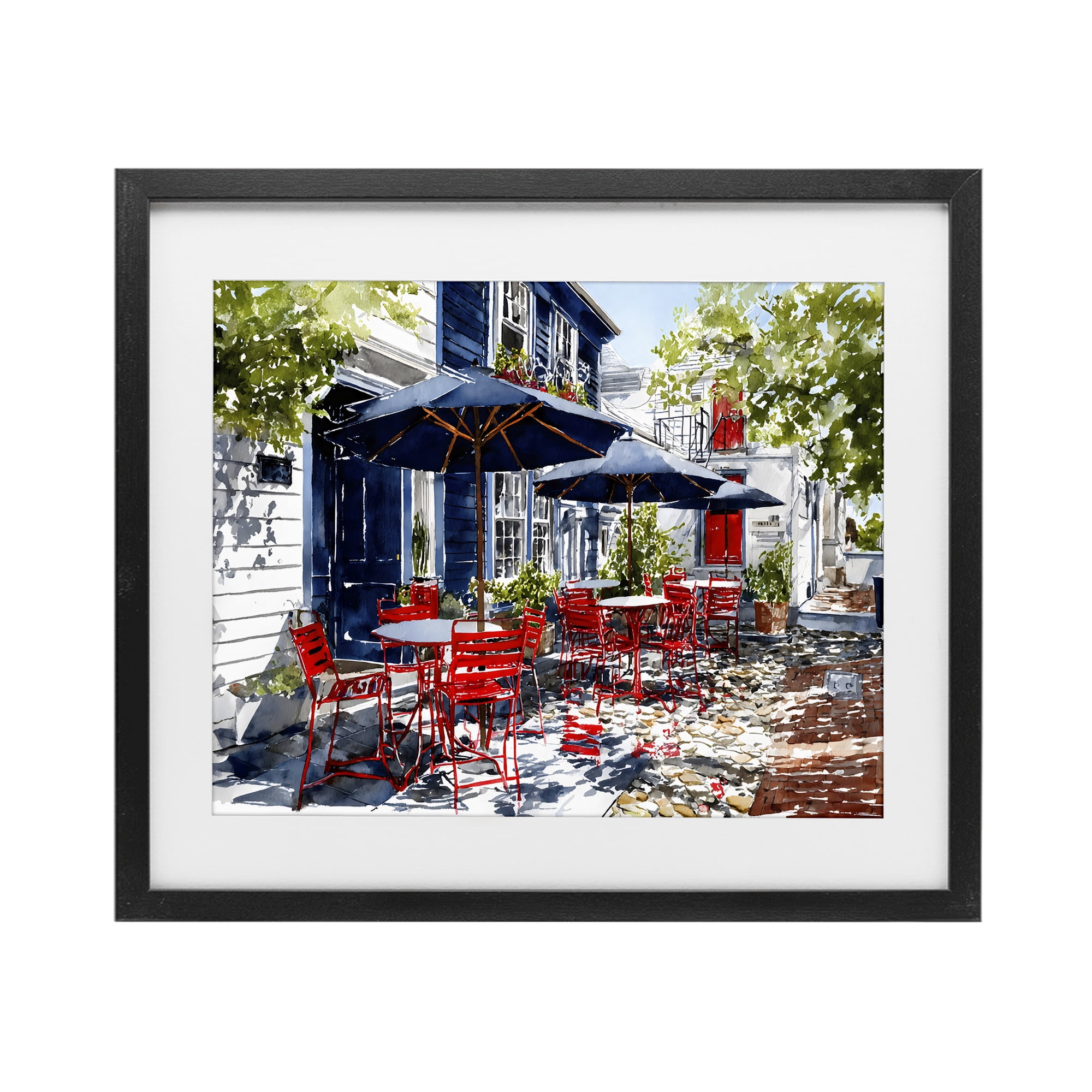 Stupell Industries Cafe Classic Red Chairs Black Framed Print Under Glass, design by Franklyn Gregory