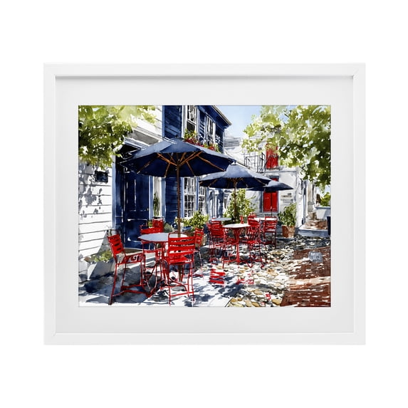 Stupell Industries Traditional Cafe Classic Red Chairs White Framed Print Under Glass, 16 x 13, by Franklyn Gregory