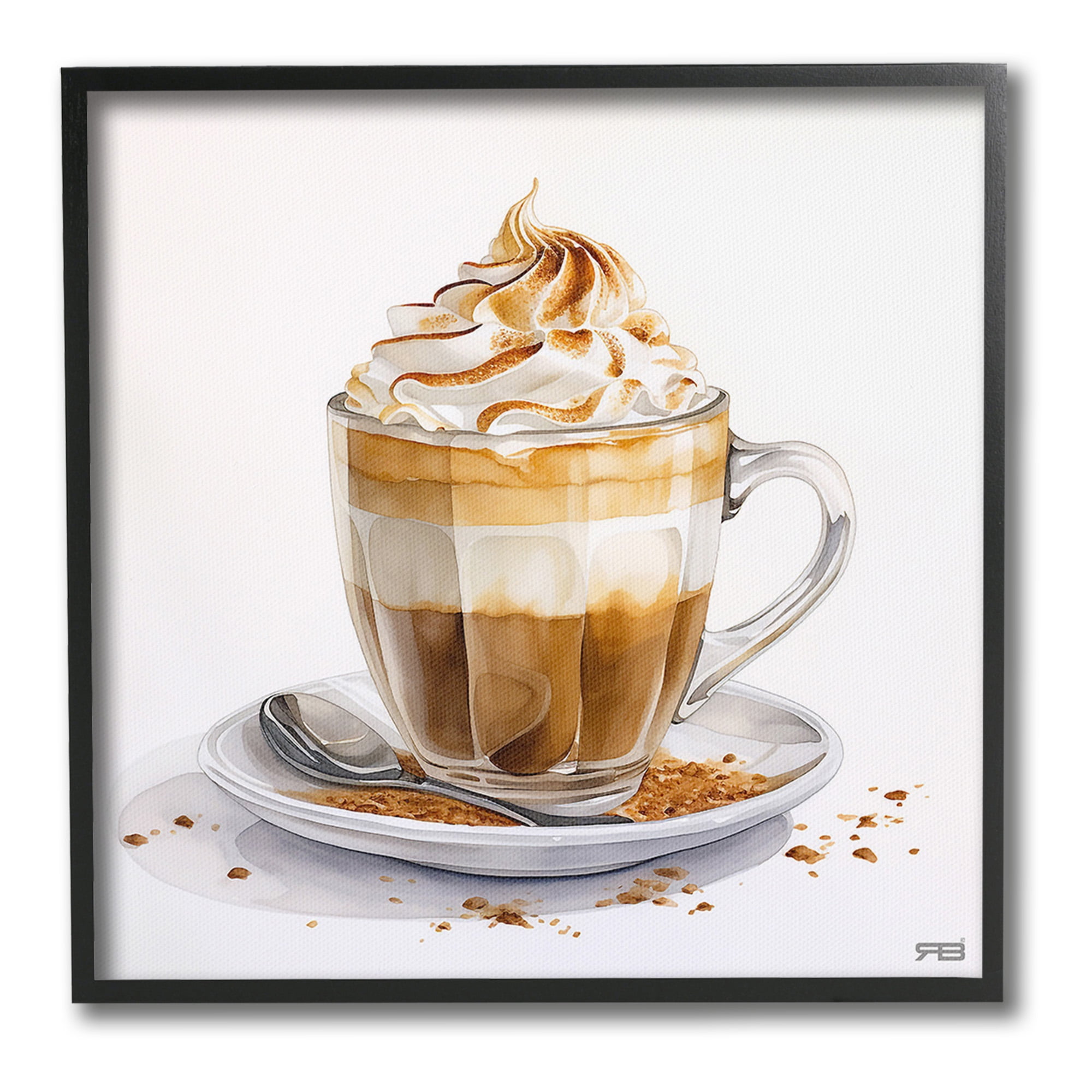 Stupell Industries Cafe Dessert Latte Food & Beverage Painting Black Framed Art Print Wall Art, 24 x 24