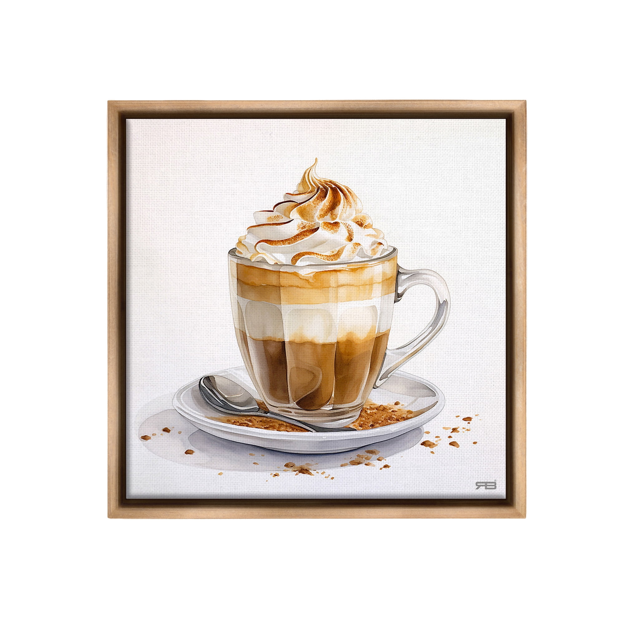 Stupell Industries Cafe Dessert Latte Food & Beverage Painting Brown Floater Framed Canvas Art Print Wall Art, 18 x 18