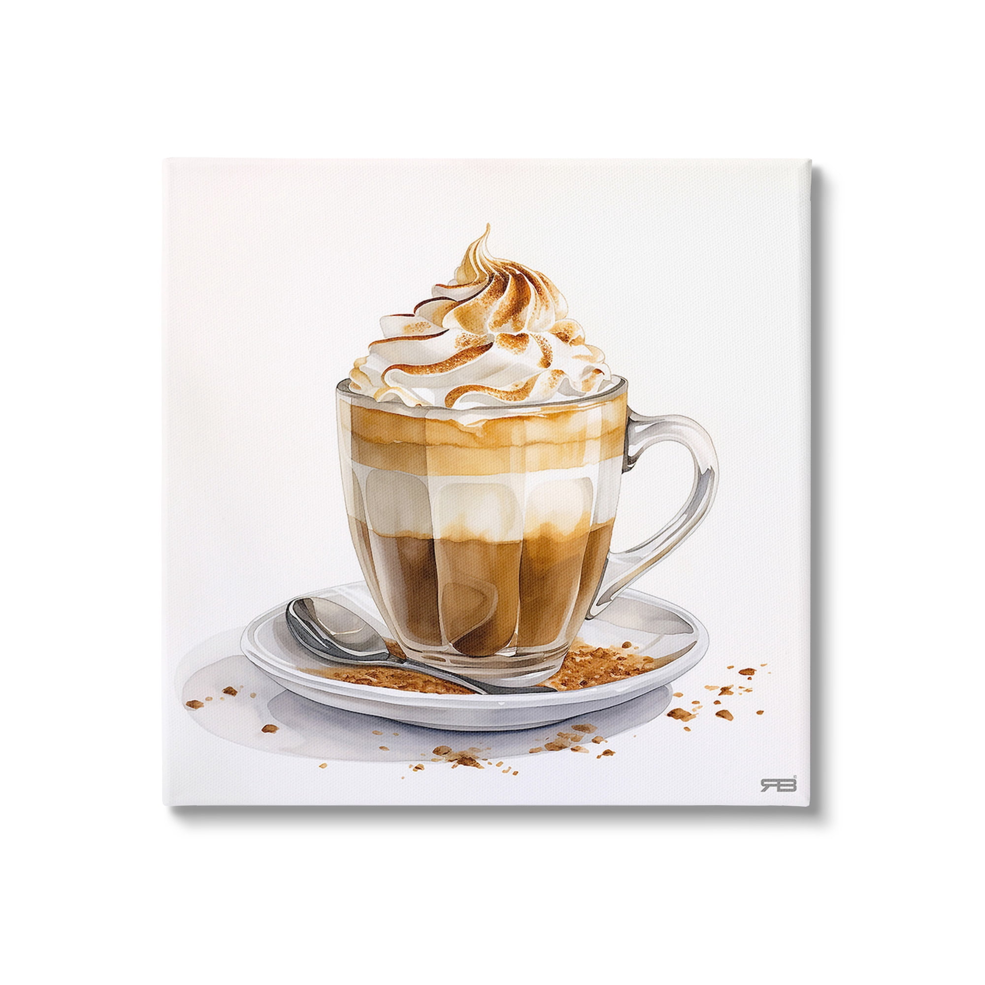 Stupell Industries Cafe Dessert Latte Food & Beverage Painting Gallery Wrapped Canvas Art Print Wall Art, 30 x 30