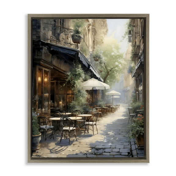 Stupell Industries Cafe In Paris Alleyway Brown Framed Floater Canvas Wall Art design by LSR Creative Studio, 31 x 25