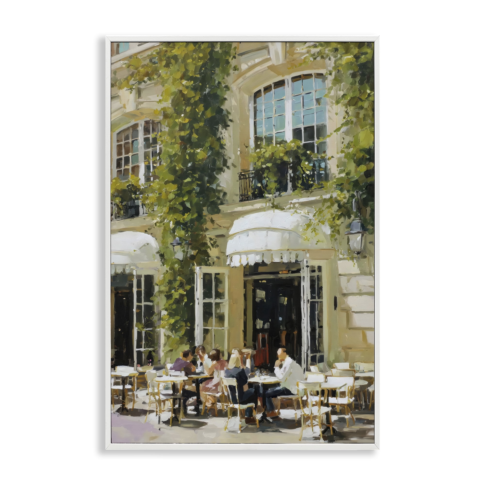 Stupell Industries Cafe Terrace with Ivy White Framed Giclee Art, design by Petal Prints Design