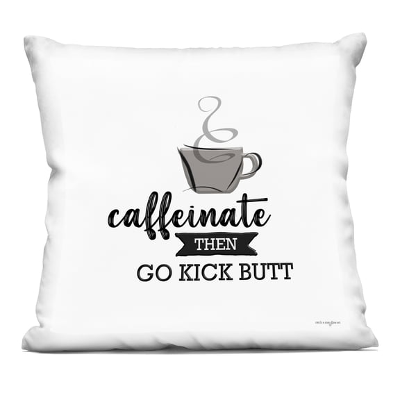 Stupell Industries Caffeinate Then Kick Butt Decorative Printed Throw Pillow, design by Seven Trees Design