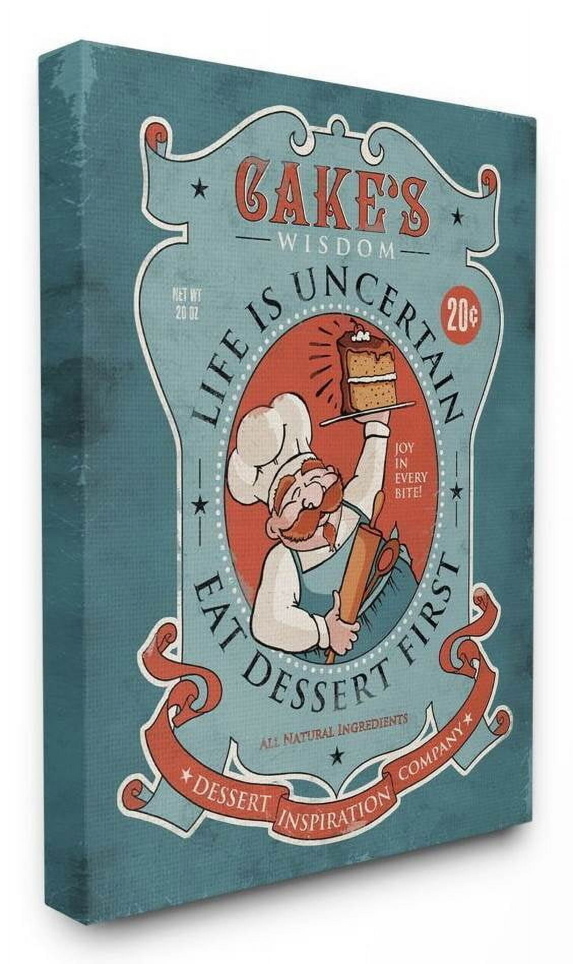 Stupell Industries Cake Wisdom Funny Vintage Comic Book Design Canvas Wall Art by Ester Kay