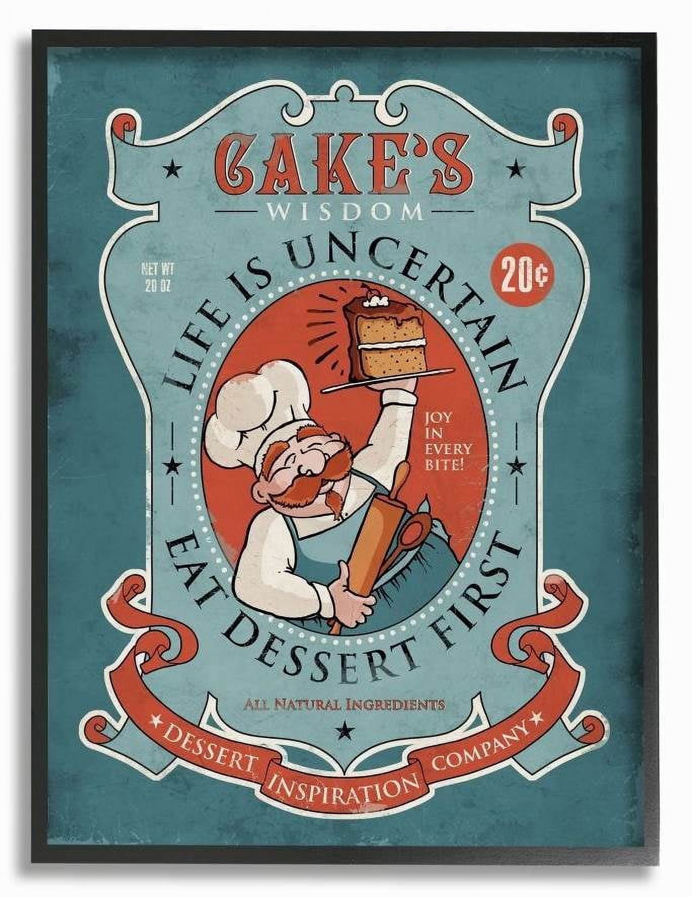 Stupell Industries Cake Wisdom Funny Vintage Comic Book Design Framed Wall Art by Ester Kay