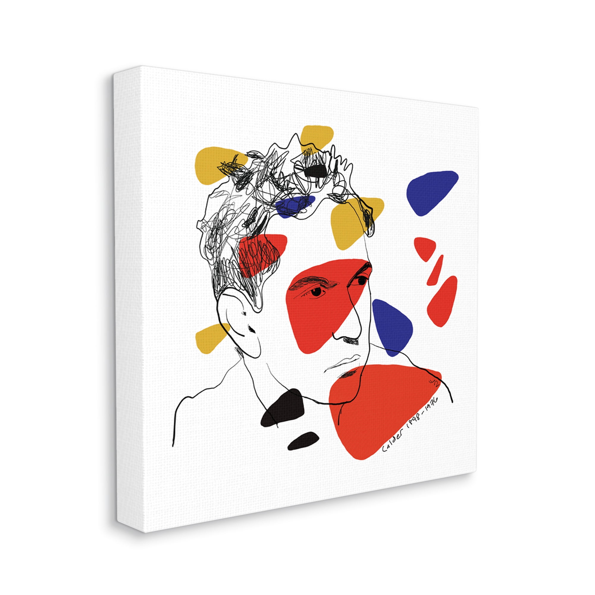 Stupell Industries Calder Artist Abstract Portrait Primary Pop Shapes Novelty Painting Gallery Wrapped Canvas Art Print Wall Art, 36 x 36