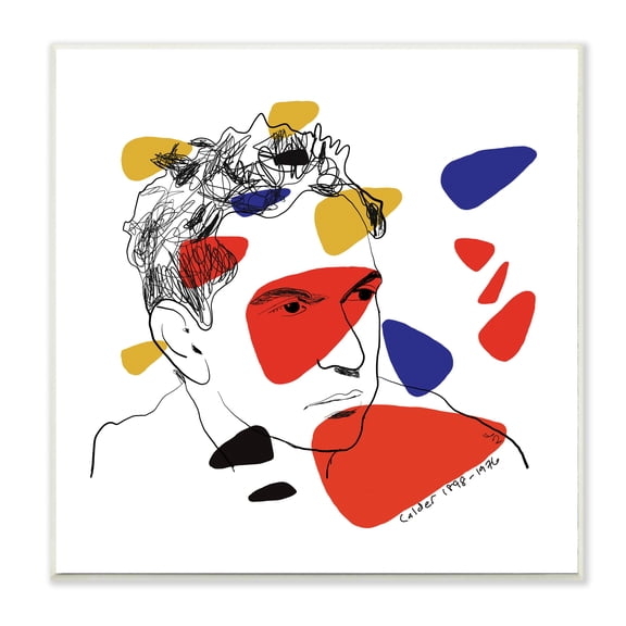 Stupell Industries Calder Artist Abstract Portrait Primary Pop Shapes Novelty Painting Unframed Art Print Wall Art, 12 x 12