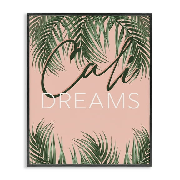 Stupell Industries Cali Dreams on Palms Plants & Flowers Painting Black Framed Art Print Wall Art, 11 x 14