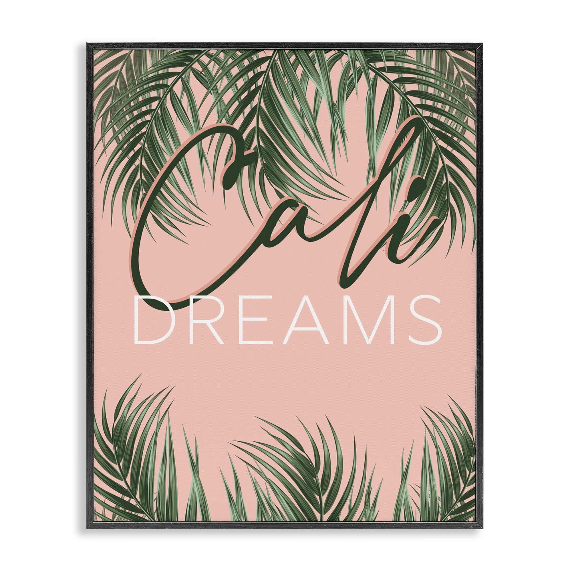 Stupell Industries Cali Dreams on Palms Plants & Flowers Painting Black Framed Art Print Wall Art, 16 x 20