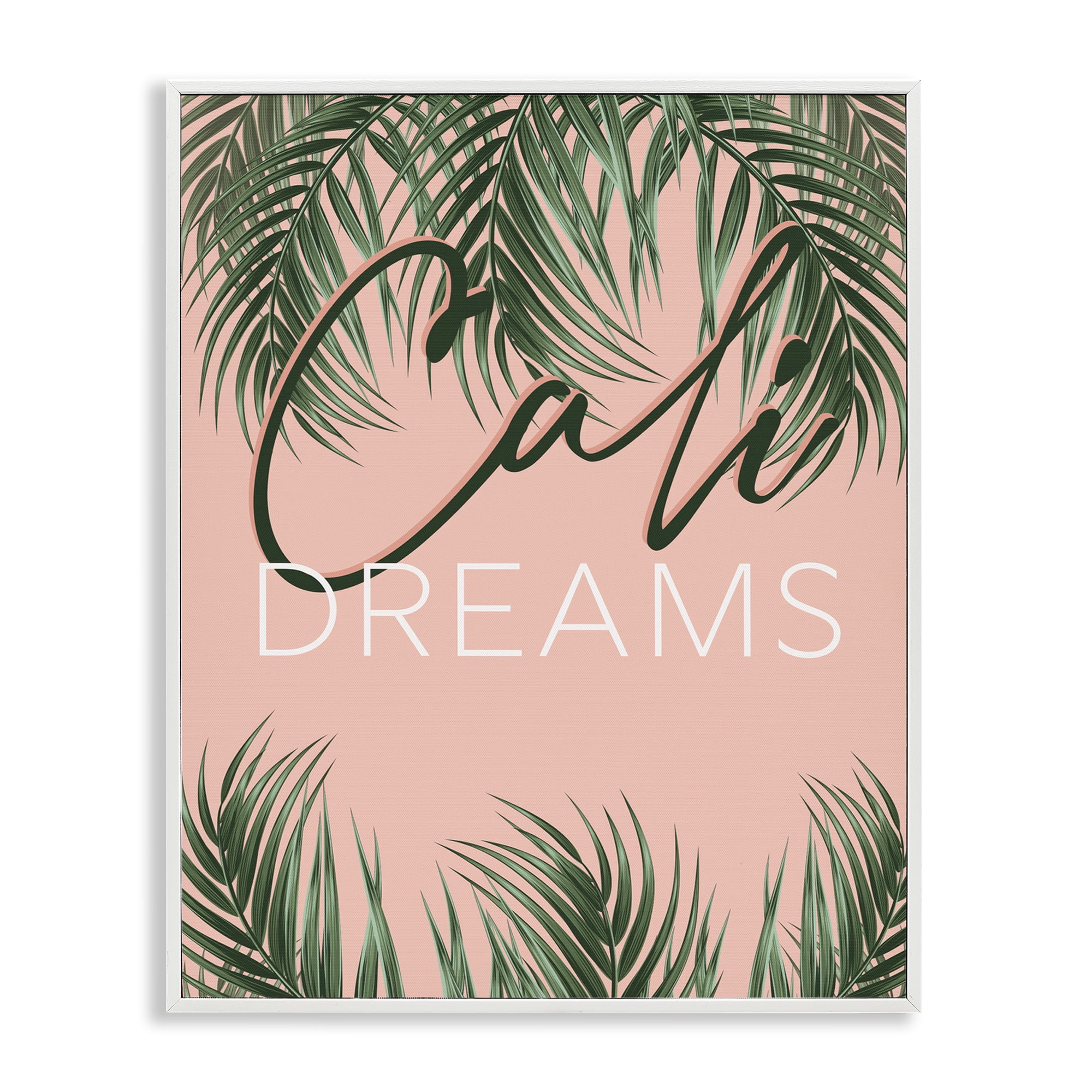 Stupell Industries Cali Dreams on Palms Plants & Flowers Painting White Framed Art Print Wall Art, 16 x 20