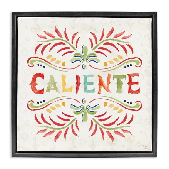 Stupell Industries Caliente con Patrón Vibrante Inspirational Quotes & Sayings Painting Black Floater Framed Art Print Wall Art, 25 x 25