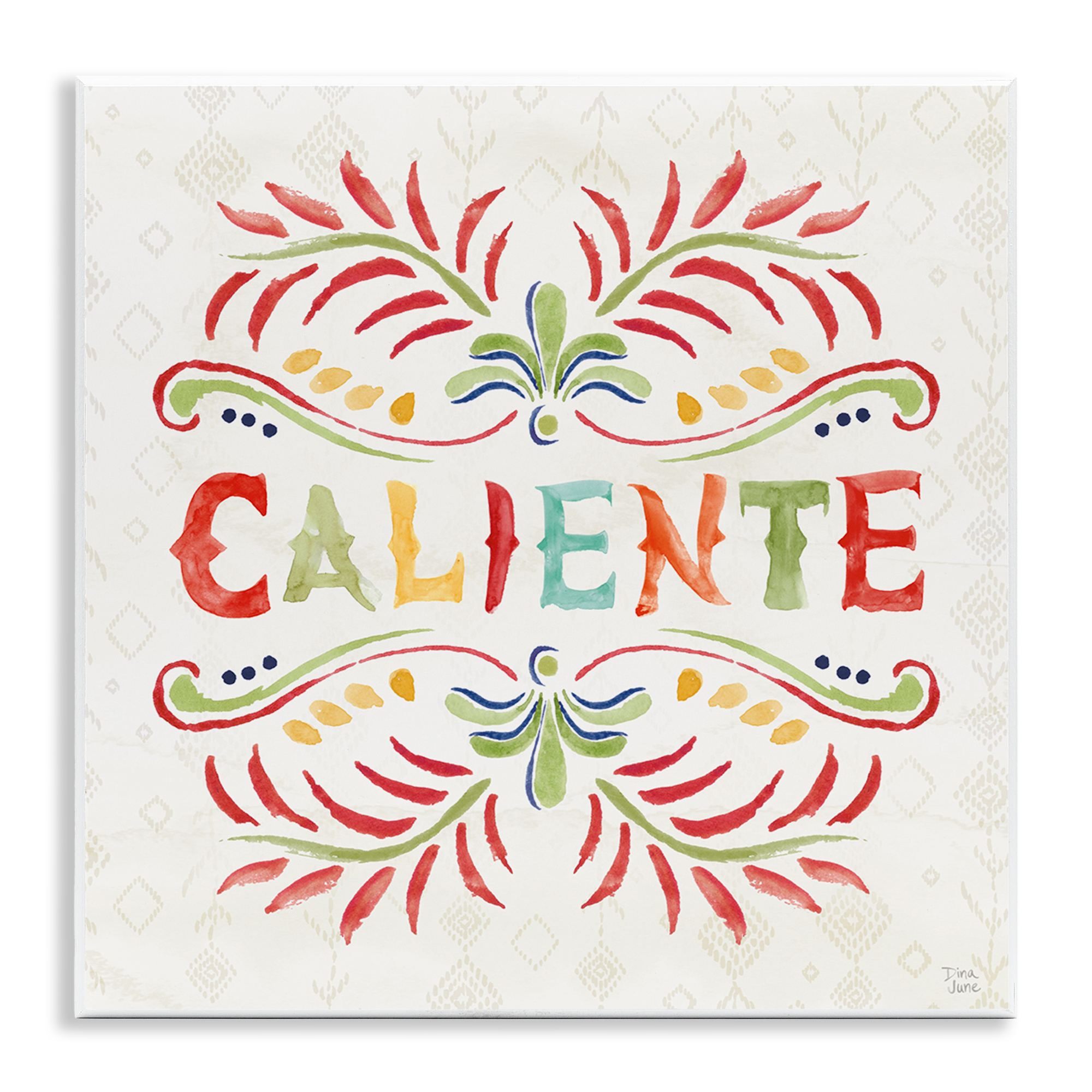 Stupell Industries Caliente con Patrón Vibrante Inspirational Quotes & Sayings Painting Unframed Art Print Wall Art, 12 x 12