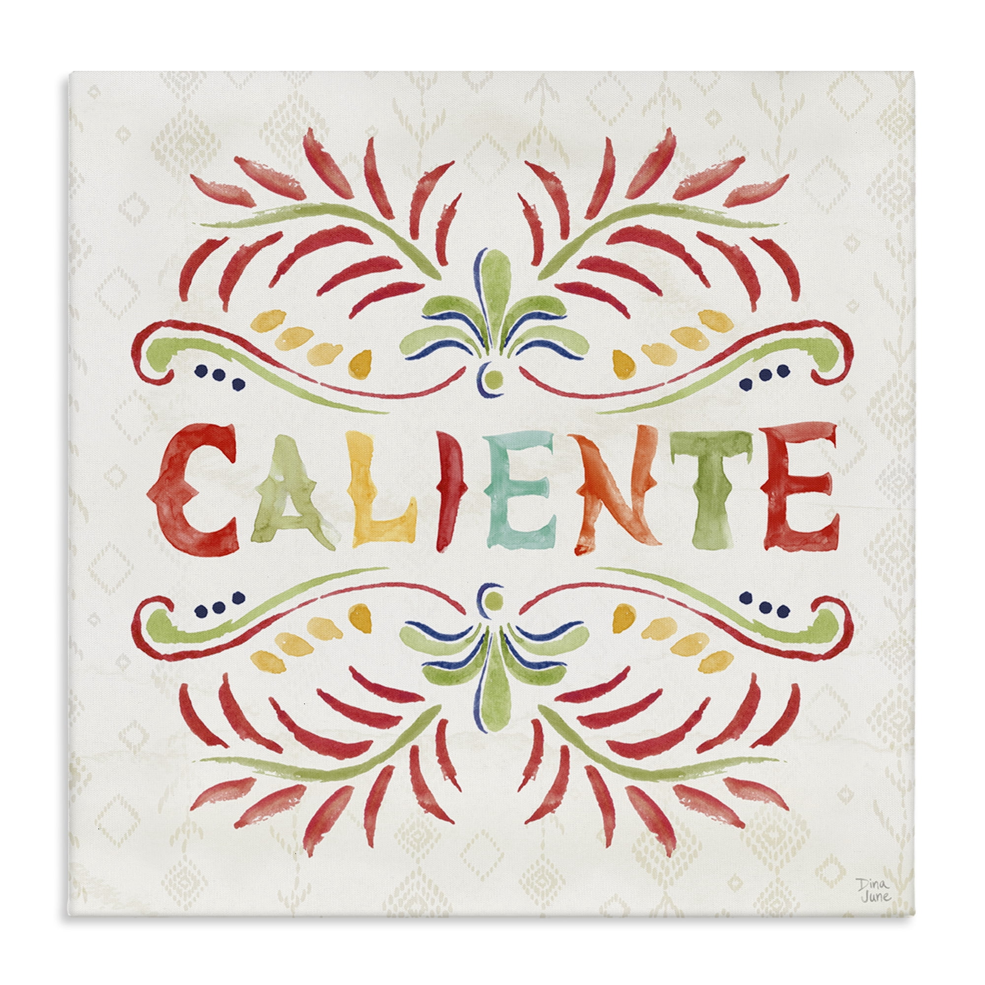 Stupell Industries Caliente con Patrón Vibrante Inspirational Quotes & Sayings Painting Wrapped Canvas Art Print Wall Art, 17 x 17