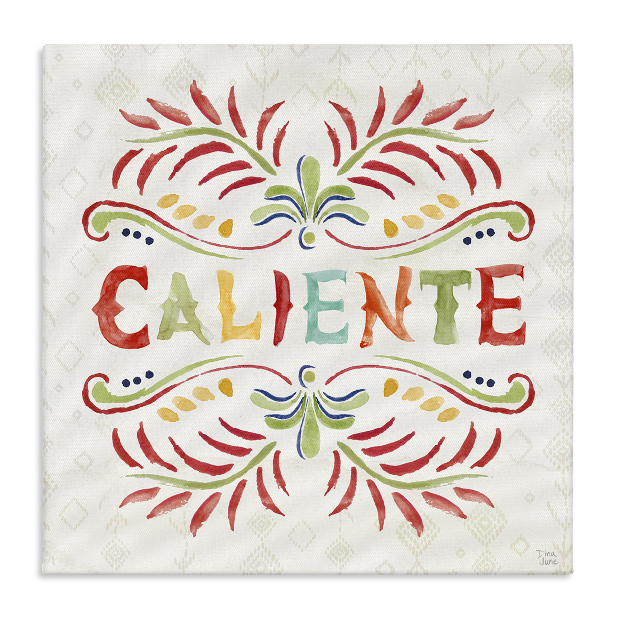 Stupell Industries Caliente con Patrón Vibrante Inspirational Quotes & Sayings Painting Wrapped Canvas Art Print Wall Art, 36 x 36