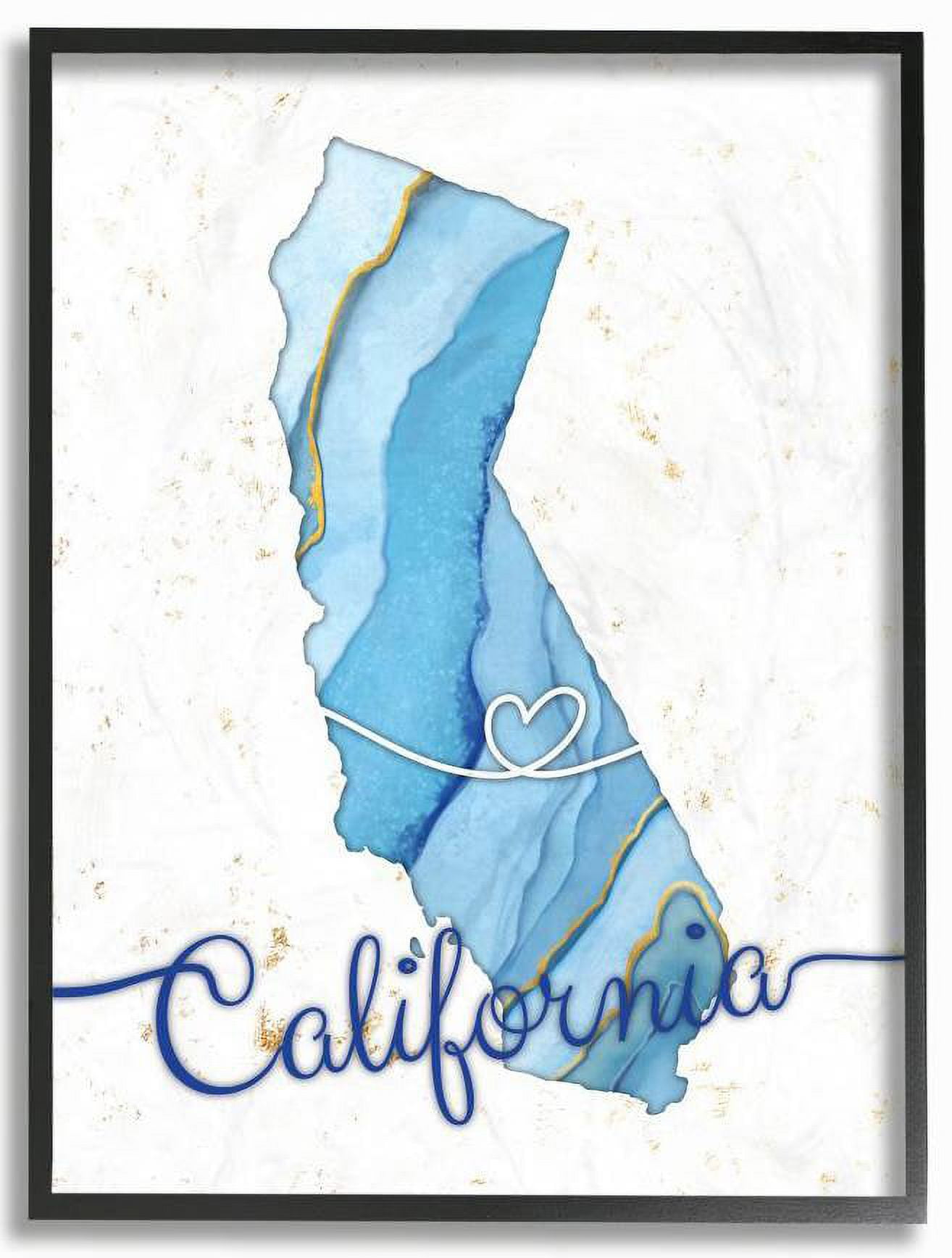 Stupell Industries California Agate Blue US State Design Framed Wall Art by Ziwei Li