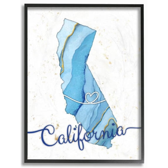 Stupell Industries California Agate Blue US State Design Framed Wall Art by Ziwei Li