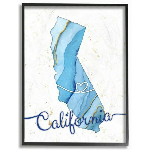 Stupell Industries California Agate Blue US State Design Framed Wall Art by Ziwei Li