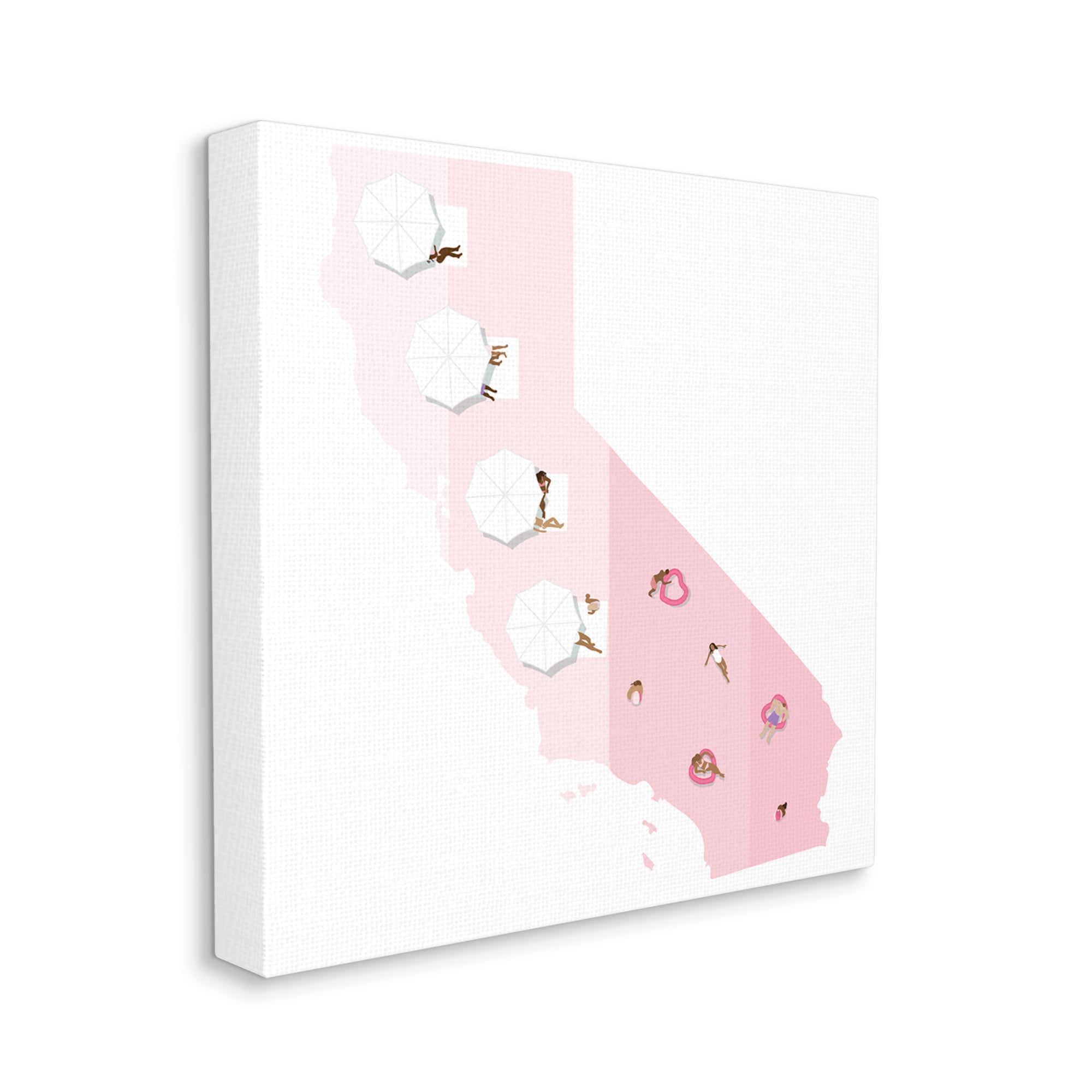 Stupell Industries California Beach Goers Pink Coastal State Outline Canvas Wall Art, 24 x 24, Design by Victoria Kukla