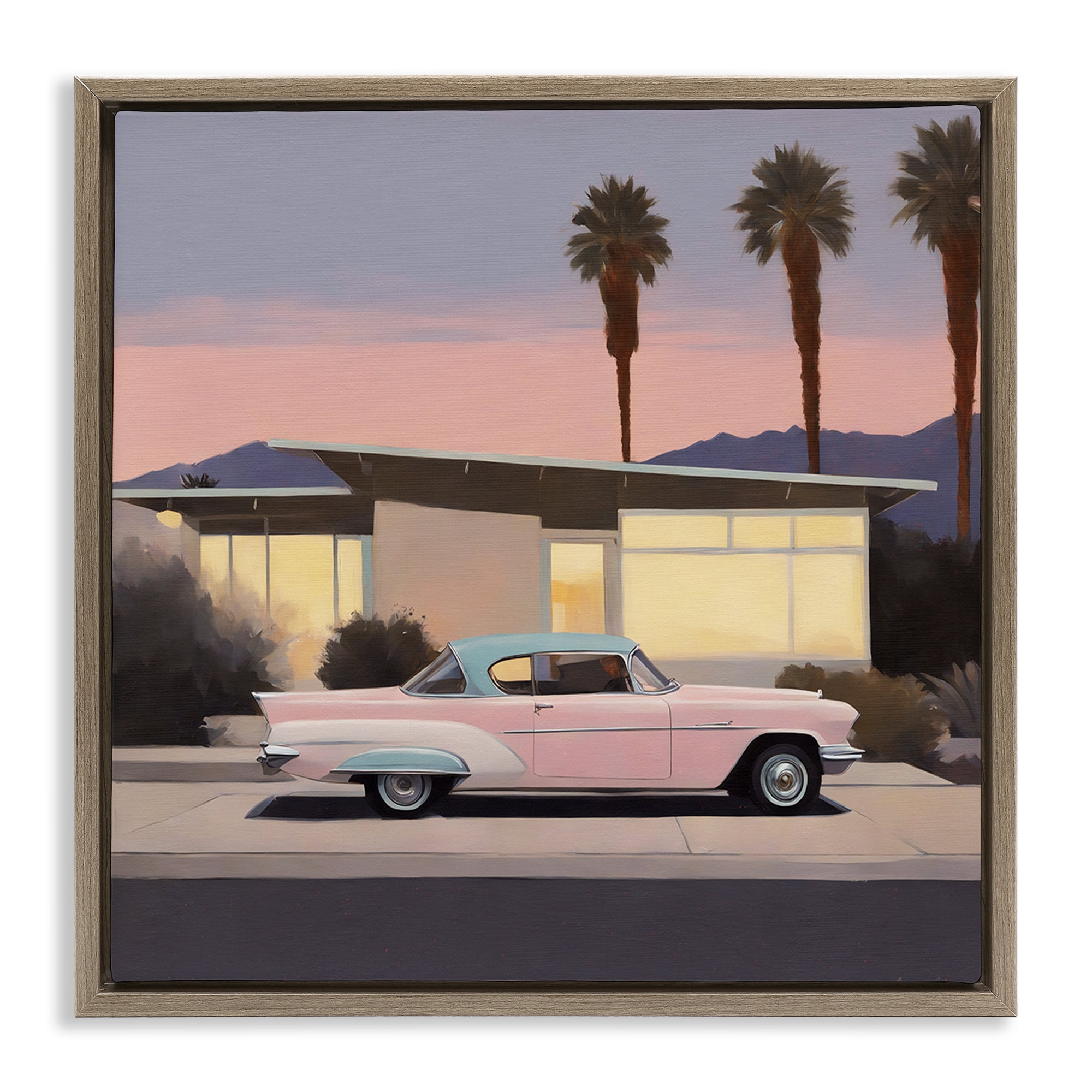 Stupell Industries California Classic Car Transportation Painting Brown Floater Framed Canvas Art Print Wall Art, 25 x 25