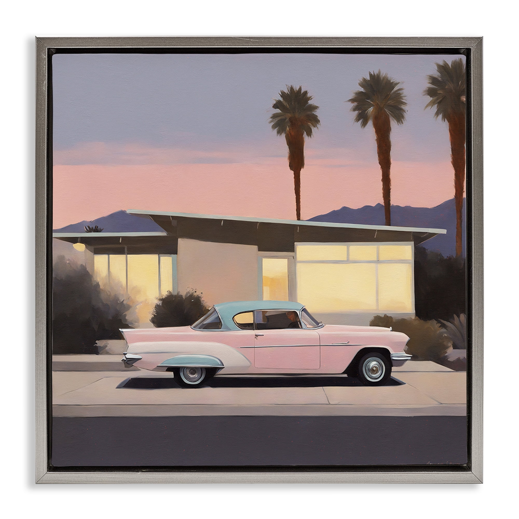 Stupell Industries California Classic Car Transportation Painting Gray Floater Framed Canvas Art Print Wall Art, 25 x 25