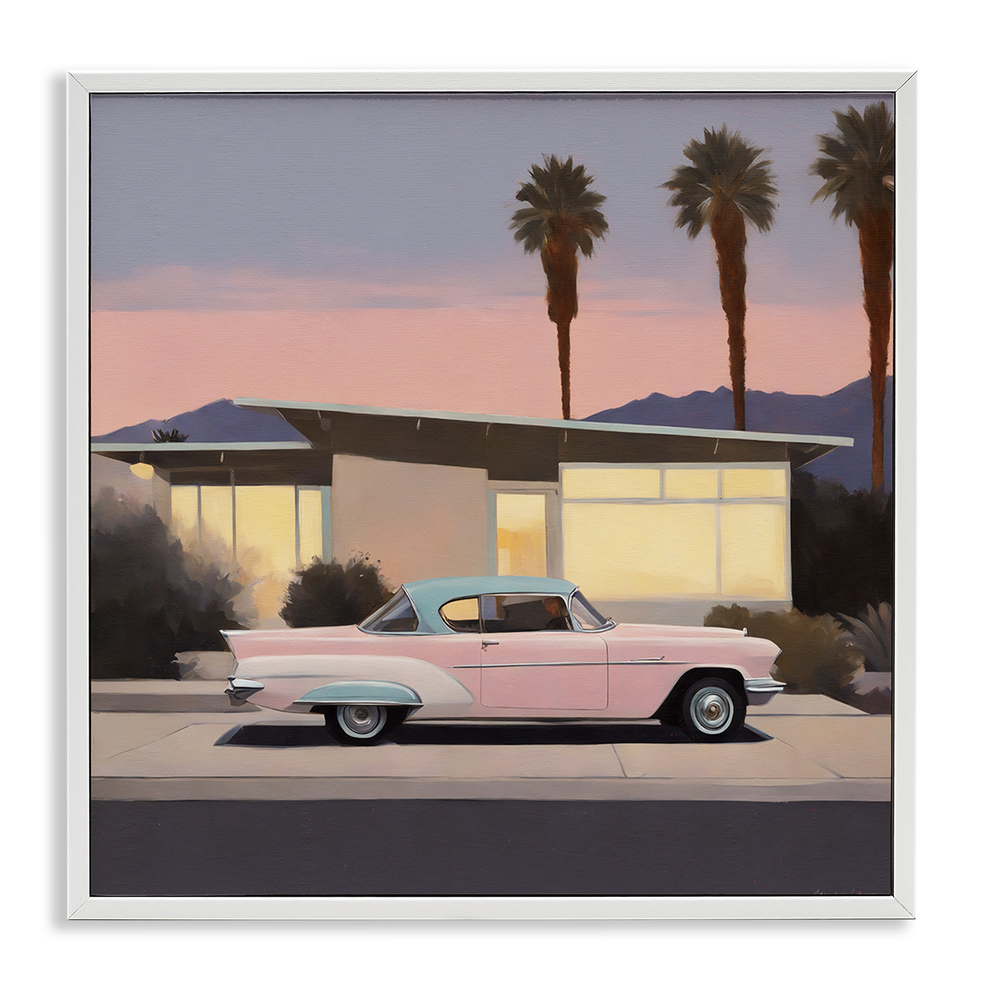 Stupell Industries California Classic Car Transportation Painting White Framed Art Print Wall Art, 12 x 12