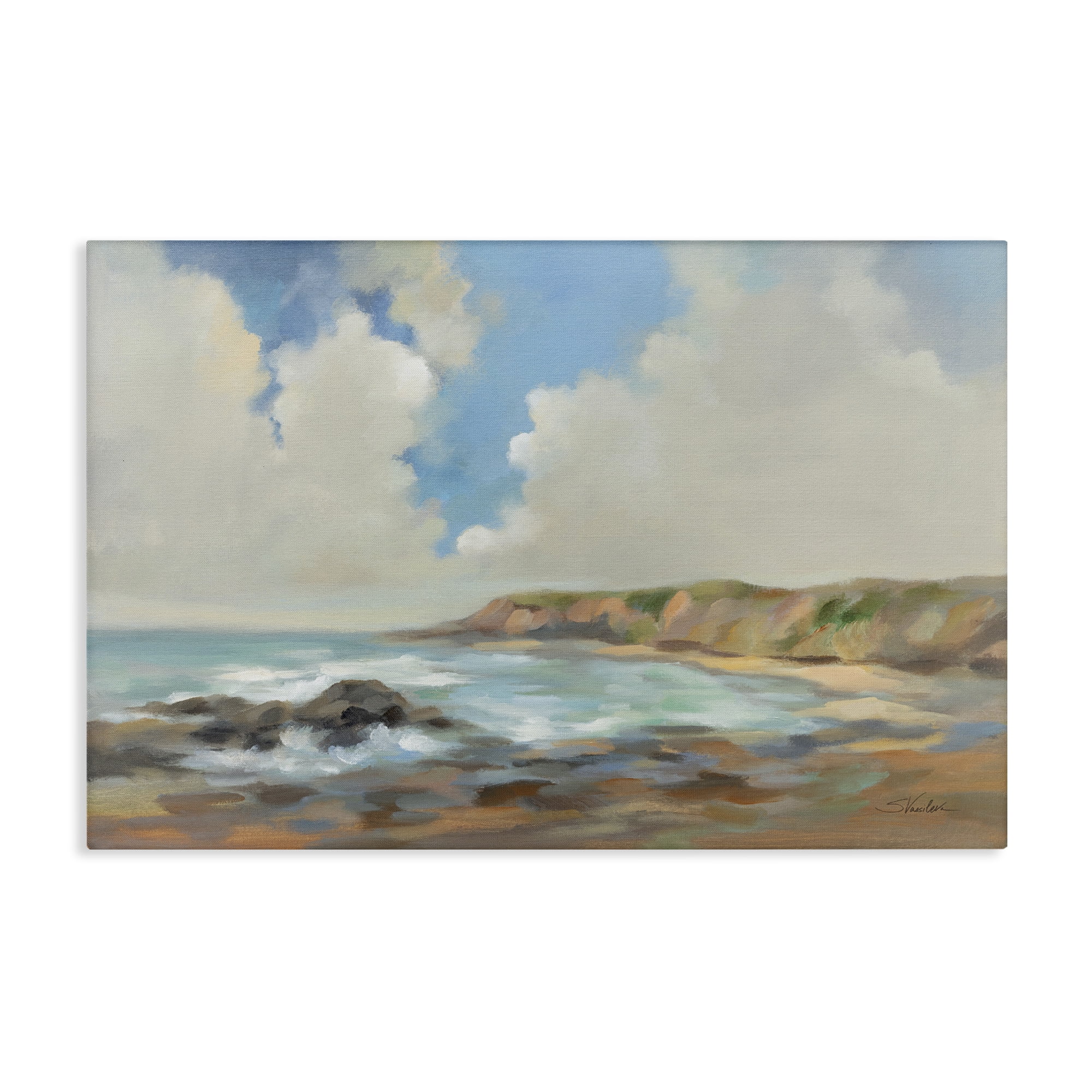 Stupell Industries California Coast Cliffs Landscape Painting Gallery Wrapped Canvas Art Print Wall Art, 36 x 24