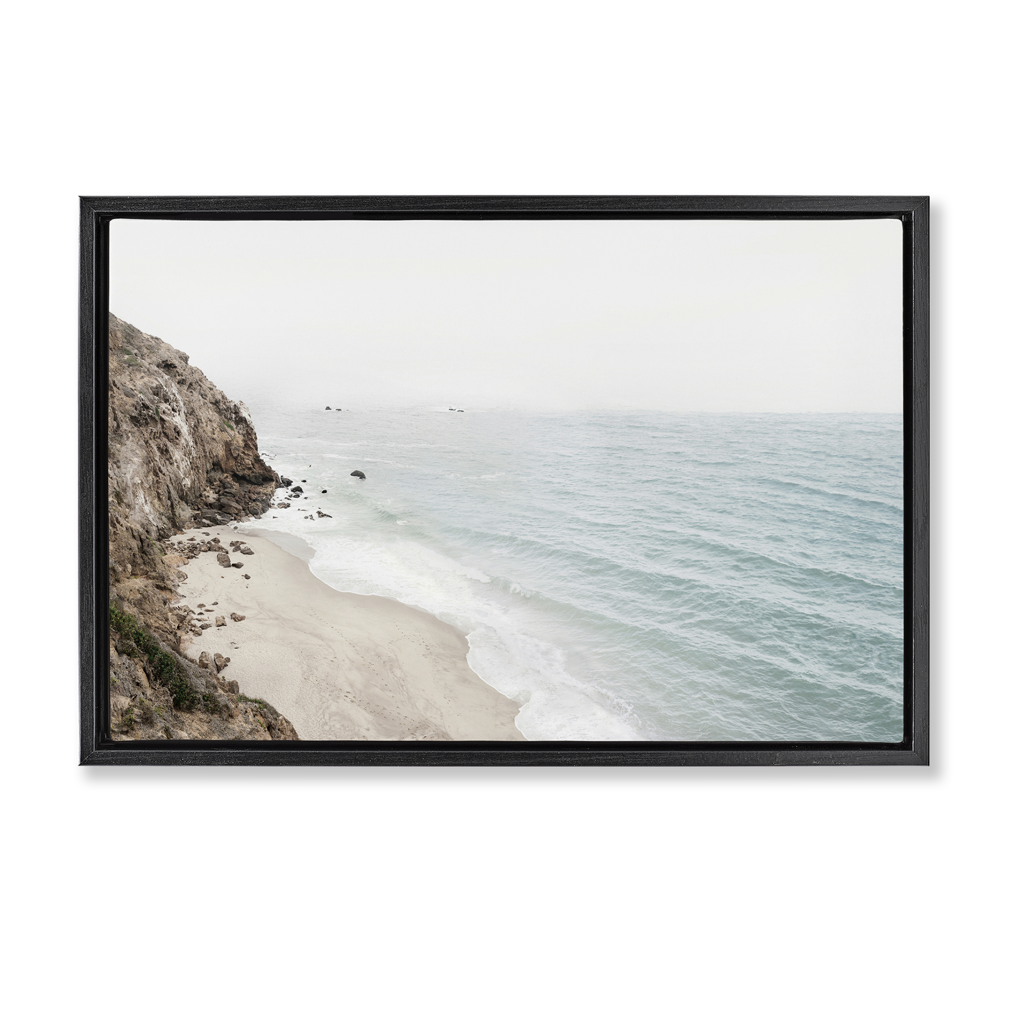 Stupell Industries California Coast Cliffs Nautical & Beach Photography Black Floater Framed Canvas Art Print Wall Art, 25 x 17