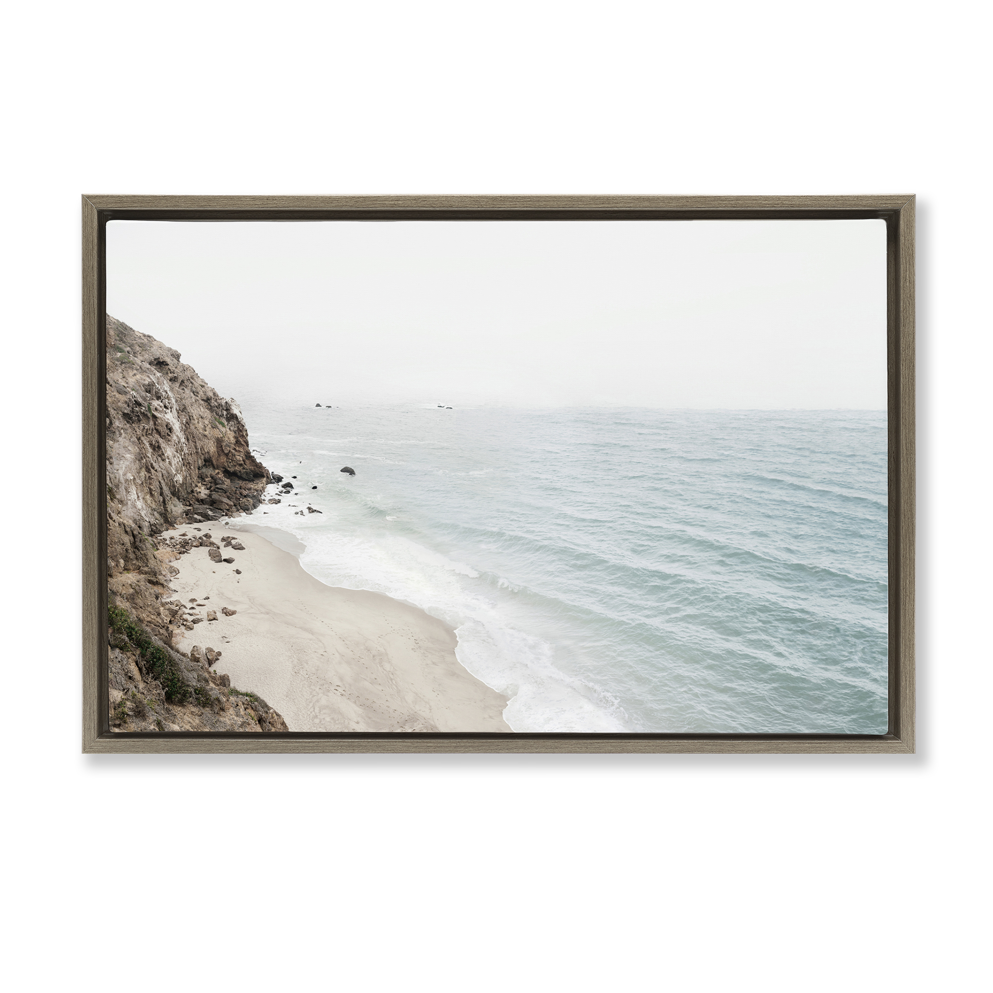 Stupell Industries California Coast Cliffs Nautical & Beach Photography Brown Floater Framed Canvas Art Print Wall Art, 31 x 21