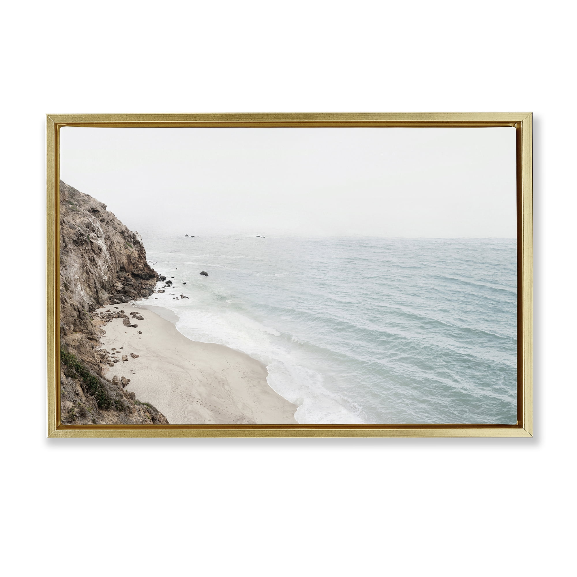 Stupell Industries California Coast Cliffs Nautical & Beach Photography Gold Floater Framed Canvas Art Print Wall Art, 31 x 21