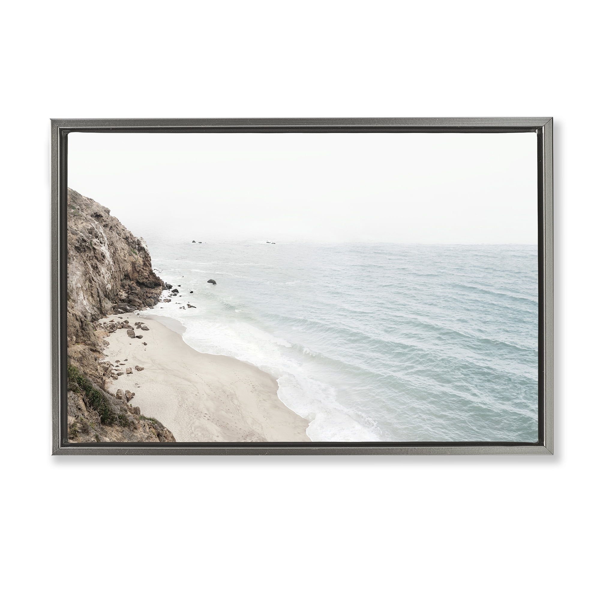 Stupell Industries California Coast Cliffs Nautical & Beach Photography Gray Floater Framed Canvas Art Print Wall Art, 31 x 21